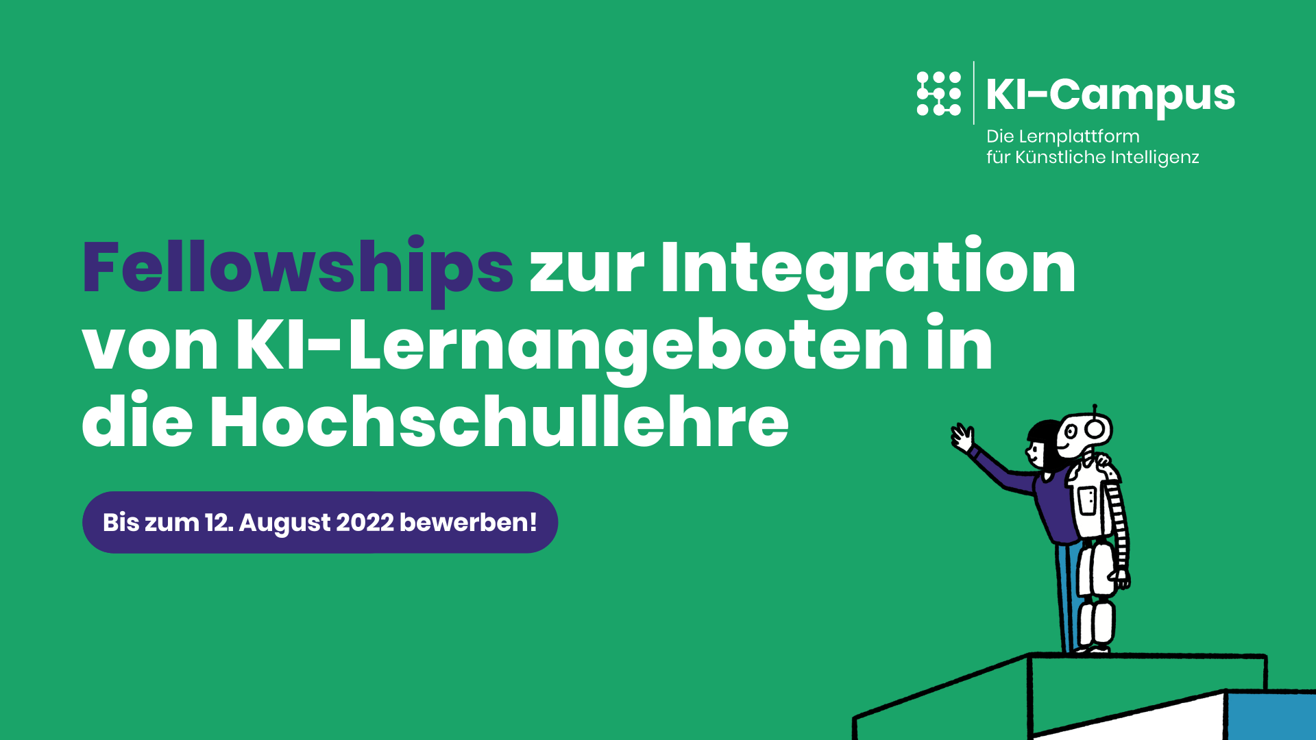 Titelbild zur Ausschreibung: Der KI-Campus sucht Lehr-Fellows!