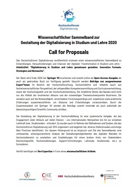 Zum Call for Call for Proposals