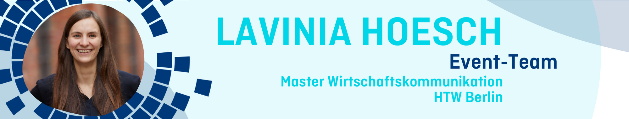 Portrait von Lavinia Hoesch aus dem Event-Team, die im Master Wirtschaftskommunikation an der HTW Berlin studiert