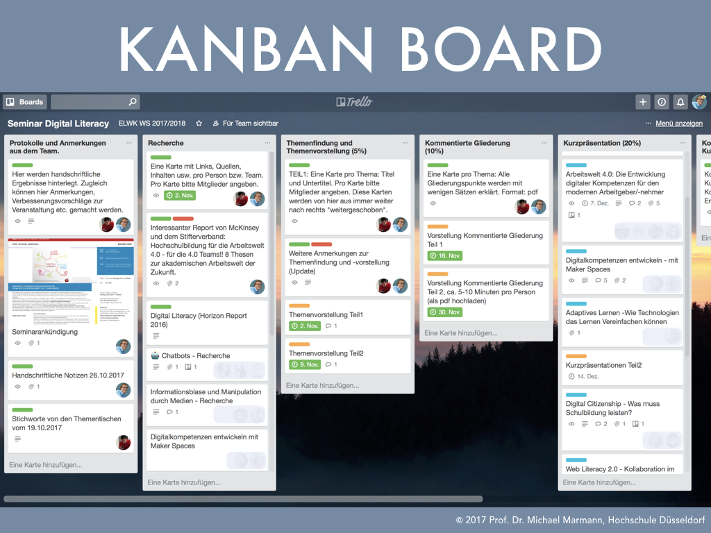 Kanban Board von Prof. Dr. Michael Marmann, Hochschule Düsseldorf