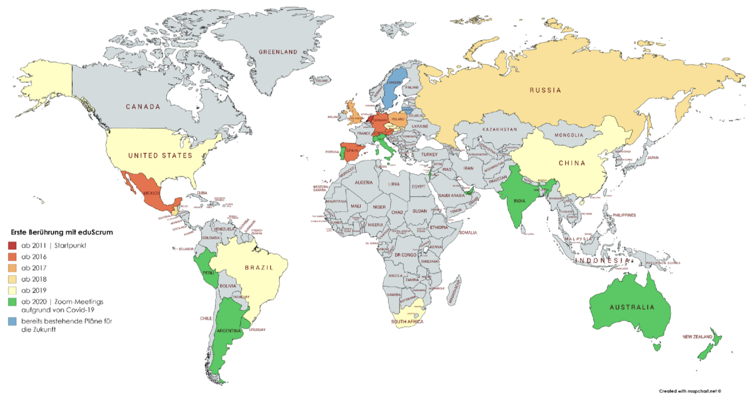 Abbildung 1: Einsatz von eduScrum in der Welt